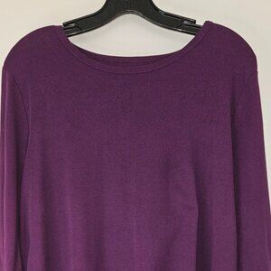 Purple St John's Bay Basic Tee 100% Cotton Crew Neck Long Sleeve Shirt, XXL